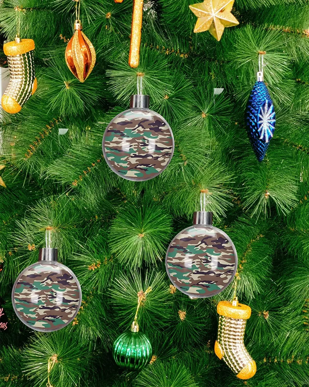 Christmas Ornaments Balls 2022, Camo Soldier