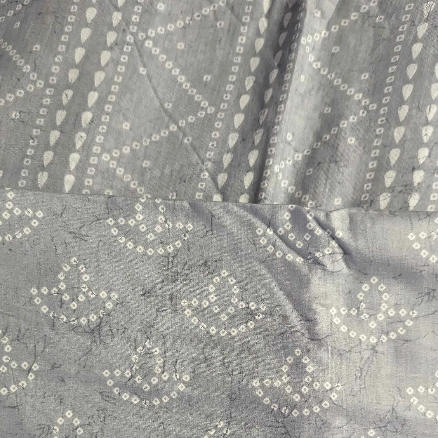 Gray Motifs / Stripes Cotton Fabric Combo